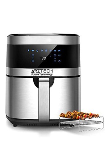 Arztech Airfryer 6.5 lt Tek Hazneli Izgara Yapan Led Ekranlı Yağsız Fritöz Gri