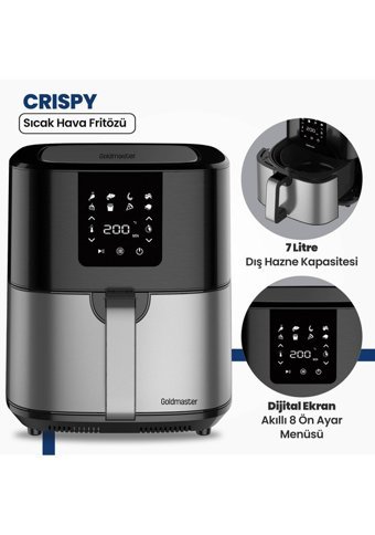 Goldmaster Gm-7459 Airfryer 6.5 lt Tek Hazneli Led Ekranlı Yağsız Sıcak Hava Fritözü Siyah