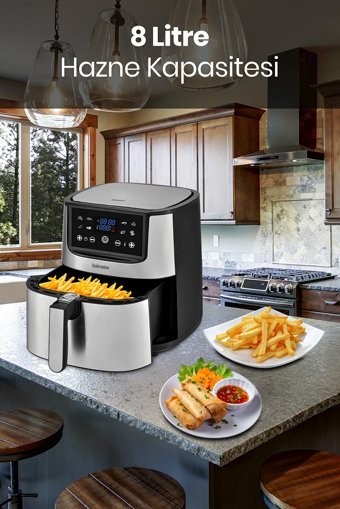 Goldmaster Maxchef Airfryer Tek Hazneli Led Ekranlı Yağsız Sıcak Hava Fritözü Gri