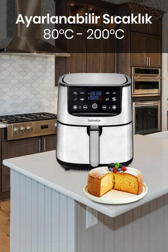 Goldmaster Maxchef Airfryer Tek Hazneli Led Ekranlı Yağsız Sıcak Hava Fritözü Gri