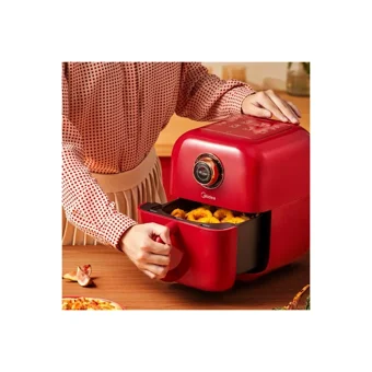 Sanlindou Airfryer 3 lt Tek Hazneli Led Ekranlı Yağsız Sıcak Hava Fritözü Kırmızı