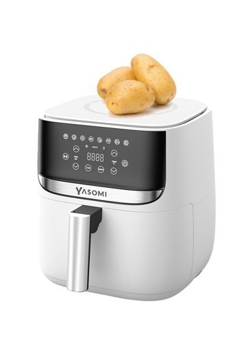 Yasomi Y55 Airfryer 6 lt Tek Hazneli Izgara Yapan Led Ekranlı Yağsız Sıcak Hava Fritözü Beyaz