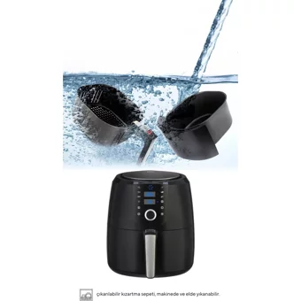 Kumtel HAF-06 Airfryer 8.5 lt Tek Hazneli Led Ekranlı Yağsız Sıcak Hava Fritözü Siyah