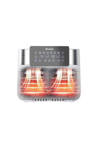 Yasomi Y80 Airfryer 8 lt İki Hazneli Izgara Yapan Led Ekranlı Yağsız Sıcak Hava Fritözü Beyaz