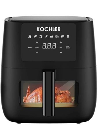 Kochler Airfryer 6 lt Tek Hazneli Led Ekranlı Yağsız Sıcak Hava Fritözü Siyah