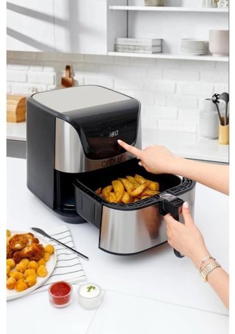 Arow Favor TR-3951 Airfryer 5.5 lt Tek Hazneli Led Ekranlı Yağsız Fritöz Gri