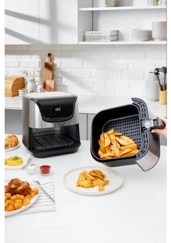 Arow Favor TR-3951 Airfryer 5.5 lt Tek Hazneli Led Ekranlı Yağsız Fritöz Gri