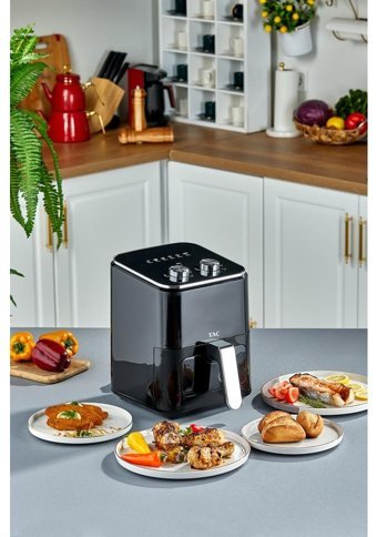 Taç 7861 Airfryer 4 lt Tek Hazneli Led Ekranlı Yağsız Sıcak Hava Fritözü Siyah