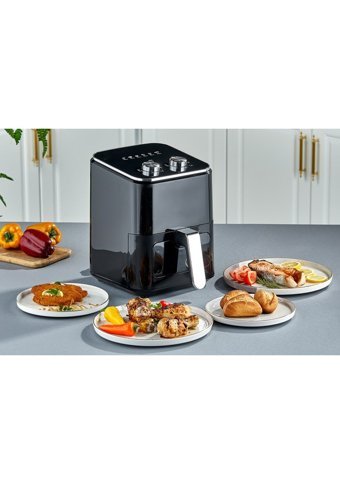 Taç 7861 Airfryer 4 lt Tek Hazneli Led Ekranlı Yağsız Sıcak Hava Fritözü Siyah
