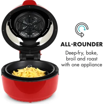Klarstein Vitair Airfryer 9 lt Üçlü Hazneli Izgara Yapan Led Ekranlı Yağsız Sıcak Hava Fritözü Kırmızı