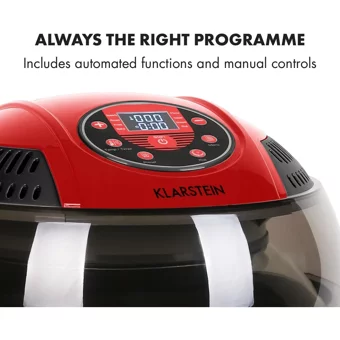 Klarstein Vitair Airfryer 9 lt Üçlü Hazneli Izgara Yapan Led Ekranlı Yağsız Sıcak Hava Fritözü Kırmızı
