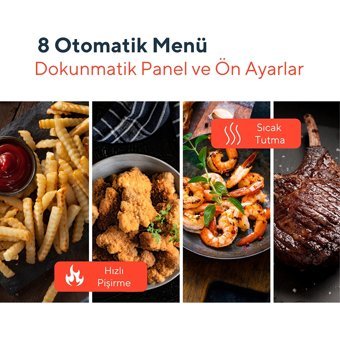 Kumtel HAF-08 Airfryer 8.5 lt Tek Hazneli Led Ekranlı Yağsız Sıcak Hava Fritözü İnox