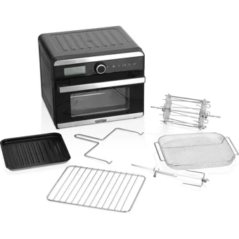 Pierre Cardin Oven Airfryer 18 lt Tek Hazneli Izgara Yapan Led Ekranlı Yağsız Sıcak Hava Fritözü Siyah