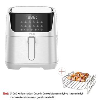 Yui M25 Airfryer 5.5 lt Tek Hazneli Izgara Yapan Yağsız Sıcak Hava Fritözü Siyah