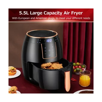 Kkmoon Airfryer 5.9 lt Tek Hazneli Led Ekranlı Yağsız Sıcak Hava Fritözü Siyah