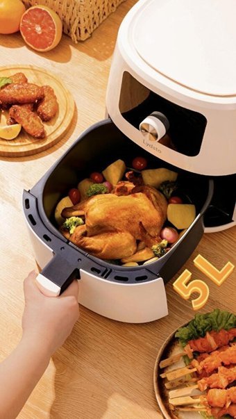 Lydsto Airfryer 5 lt Tek Hazneli Izgara Yapan Led Ekranlı Yağsız Sıcak Hava Fritözü Siyah