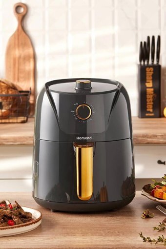 Homend 2505H Airfryer 4.3 lt Tek Hazneli Yağsız Sıcak Hava Fritözü Siyah