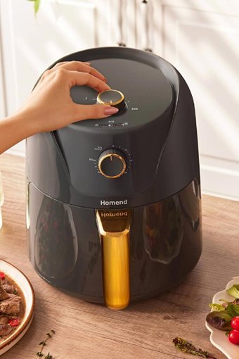 Homend 2505H Airfryer 4.3 lt Tek Hazneli Yağsız Sıcak Hava Fritözü Siyah