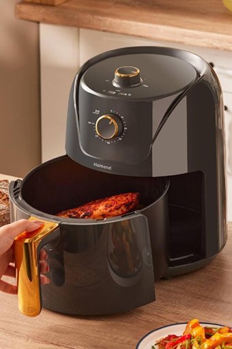Homend 2505H Airfryer 4.3 lt Tek Hazneli Yağsız Sıcak Hava Fritözü Siyah