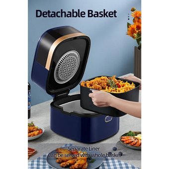 Hzl Airfryer 7 lt Tek Hazneli Izgara Yapan Yağsız Sıcak Hava Fritözü Mavi
