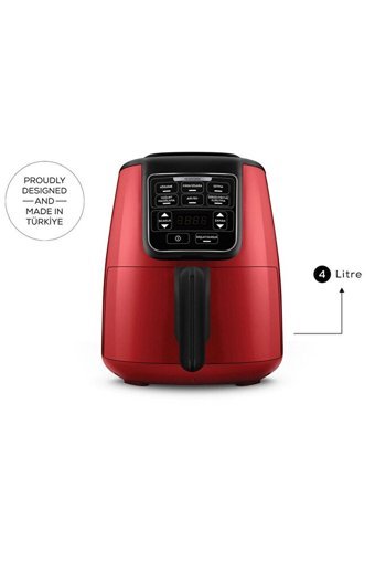 Karaca Air Pro Cook Köz XL Airfryer 4 lt Tek Hazneli Izgara Yapan Led Ekranlı Sıcak Hava Fritözü Kırmızı