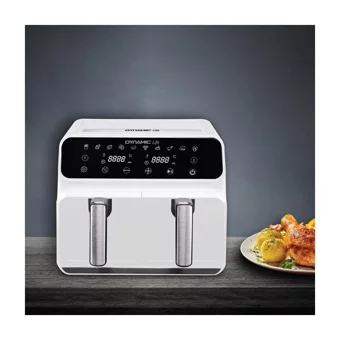 Dynamic Life Pro Cooker Airfryer 8 lt İki Hazneli Izgara Yapan Led Ekranlı Yağsız Sıcak Hava Fritözü Beyaz