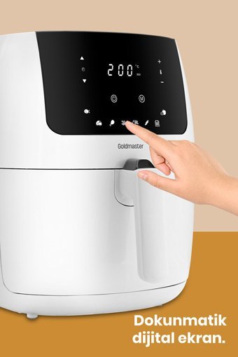 Goldmaster Airfryer 7 lt Tek Hazneli Izgara Yapan Yağsız Sıcak Hava Fritözü Beyaz