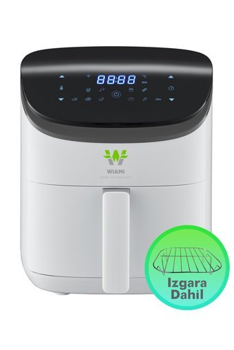 Wiami Airfryer 3.5 lt Tek Hazneli Izgara Yapan Led Ekranlı Yağsız Sıcak Hava Fritözü Beyaz