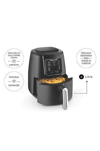 Karaca Air Pro Cook 3 In 1 XL Airfryer 4 lt Tek Hazneli Izgara Yapan Led Ekranlı Sıcak Hava Fritözü Siyah