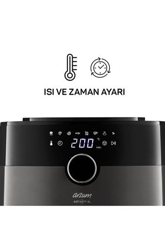 Arzum AR2074-B Airtasty Airfryer 6 lt Tek Hazneli Yağsız Sıcak Hava Fritözü Gümüş