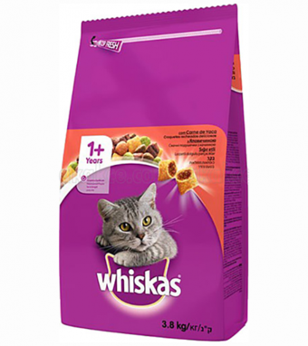 Whiskas Biftekli Sebzeli Tahıllı Yetişkin Kuru Kedi Maması 3.8 kg