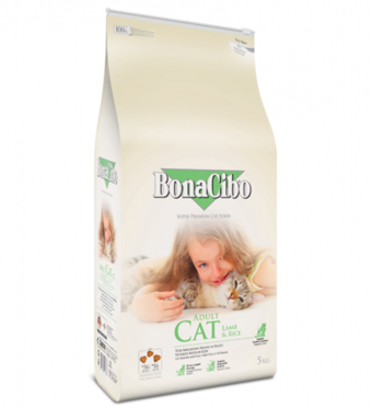 Bonacibo Kuzu Etli Pirinçli Tahıllı Yetişkin Kuru Kedi Maması 1 kg