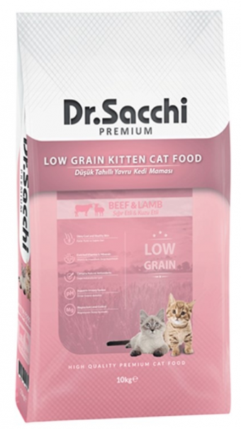 Dr.Sacchi Kuzu Etli Sığır Etli Tahıllı Yavru Kuru Kedi Maması 10 kg
