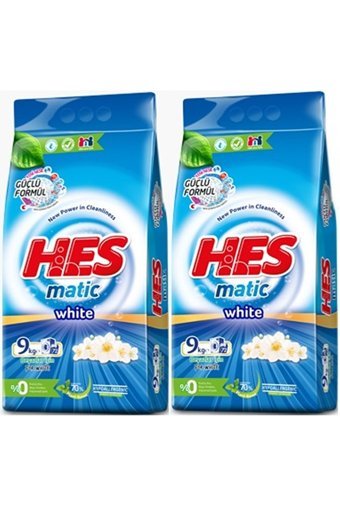 Hes Matik Beyazlar İçin 144 Yıkama Toz Deterjan 2x9 kg