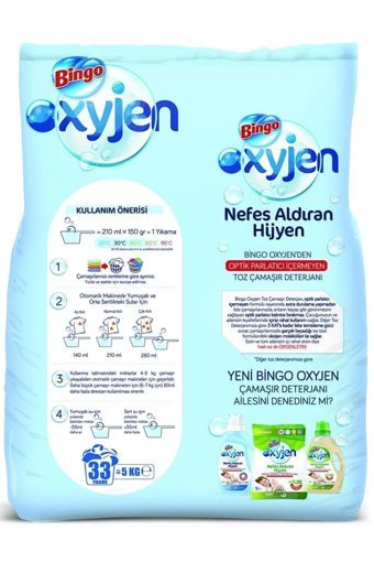 Bingo Oksijen Hipoalerjenik Yasemin ve Beyaz Çay Renkliler ve Beyazlar İçin 198 Yıkama Toz Deterjan 6x5 kg