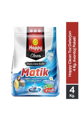 Happy Clean Matik Renkliler ve Beyazlar İçin 26 Yıkama Toz Deterjan 4 kg