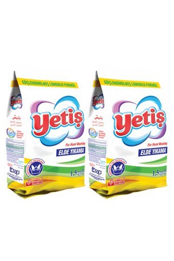 Yetiş Elde Yıkama Renkliler ve Beyazlar İçin Yıkama Toz Deterjan 2x1.5 kg