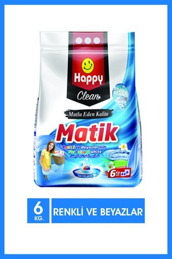 Happy Clean Matik Renkliler ve Beyazlar İçin 44 Yıkama Toz Deterjan 6 kg