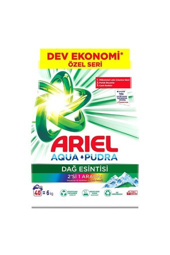 Ariel Dağ Esintisi Renkliler ve Beyazlar İçin 40 Yıkama Toz Deterjan 6 kg