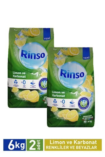 Rinso Limon ve Karbonat Renkliler ve Beyazlar İçin 80 Yıkama Toz Deterjan 2x6 kg