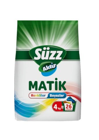Süzz Aktif Matik Renkliler ve Beyazlar İçin 26 Yıkama Toz Deterjan 4 kg