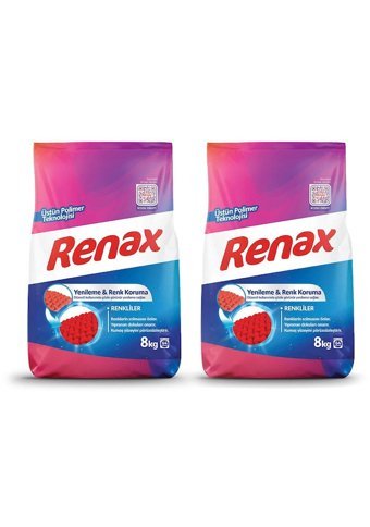 Renax Matik Renkliler İçin 128 Yıkama Toz Deterjan 2x8 kg