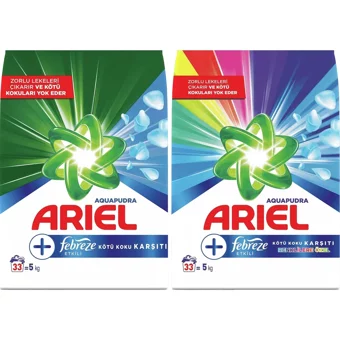 Ariel Plus Febreze Etkili Renkliler ve Beyazlar İçin 66 Yıkama Toz Deterjan 2x5 kg