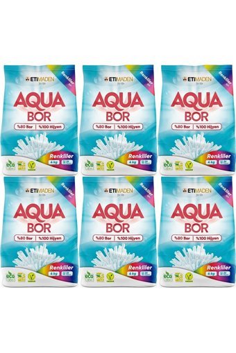 Eti Maden Matik Aqua Bor Renkliler İçin 156 Yıkama Toz Deterjan 6x4 kg