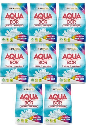 Eti Maden Matik Aqua Bor Renkliler İçin 208 Yıkama Toz Deterjan 8x4 kg