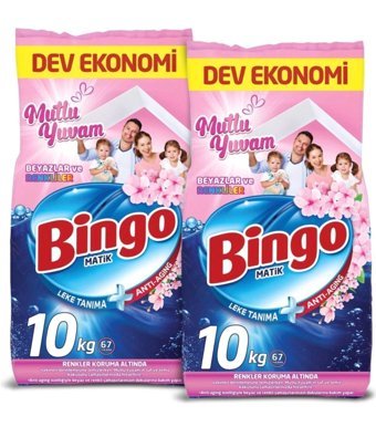Bingo Matik Mutlu Yuvam Renkliler ve Beyazlar İçin 134 Yıkama Toz Deterjan 2x10 kg