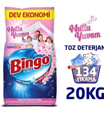 Bingo Matik Mutlu Yuvam Renkliler ve Beyazlar İçin 134 Yıkama Toz Deterjan 2x10 kg