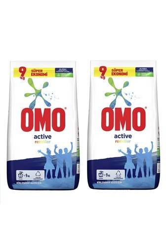 Omo Active Fresh Renkliler İçin 120 Yıkama Toz Deterjan 2x9 kg