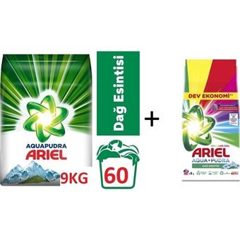 Ariel Dağ Esintisi Renkliler ve Beyazlar İçin 120 Yıkama Toz Deterjan 2x9 kg