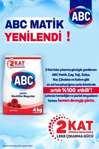 Abc Matik Gül Tutkusu Renkliler ve Beyazlar İçin 104 Yıkama Toz Deterjan 4x4 kg